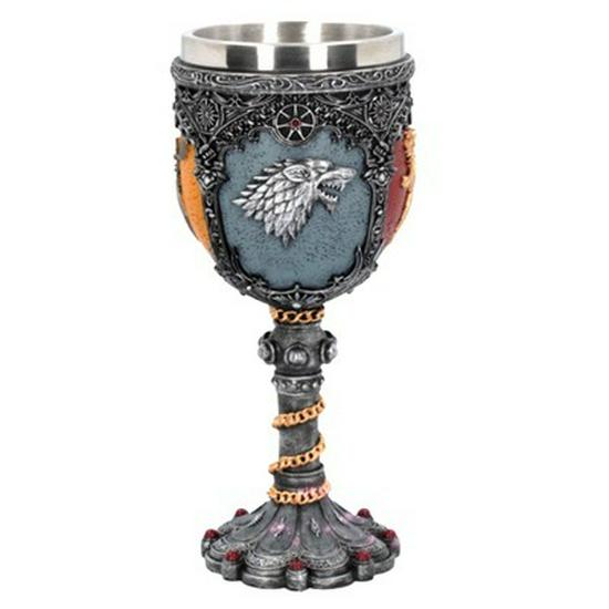 Game of Thrones 3D Carved Stainless Steel Beer Mug and High-Stemmed Glass