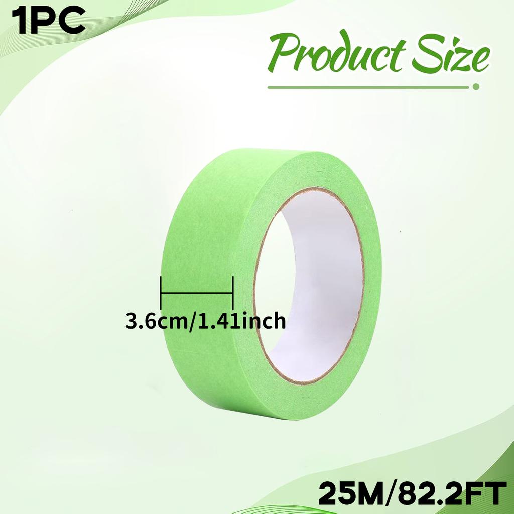 Green Painter's Masking Tape, 25m Roll, Easy Tear, Single Side Adhesive for Oil Painting and DIY