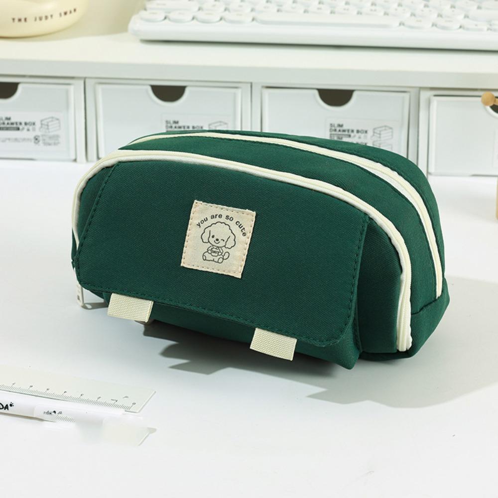 

Мультяшний візерунок собаки Пенал Портативна сумка для зберігання Сумка для канцелярського приладдя Шкільне офісне приладдя зелений
