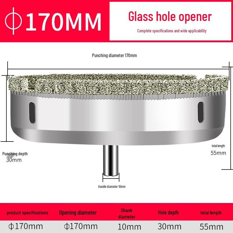Emery Glass & Tile Drill Bit, 3-200mm Rotary Hole Saw for Marble