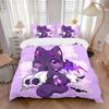 3pcs Kitten & Skeleton Bedding Set 1 Soft Quilt Cover + 2 Pillowcases,  Suitable for All Seasons N062