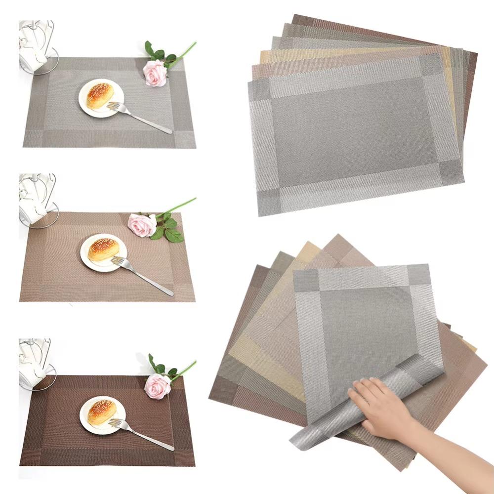 6pcs Heat-resistant Dining Table Mat Waterproof Bowl Pad Washable Party Placemat  Banquet