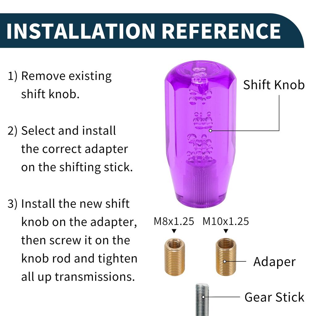 TUCKBOLD 10cm Octagon Cristal Car Shift Knob | Front Universal for Automatic and Manual