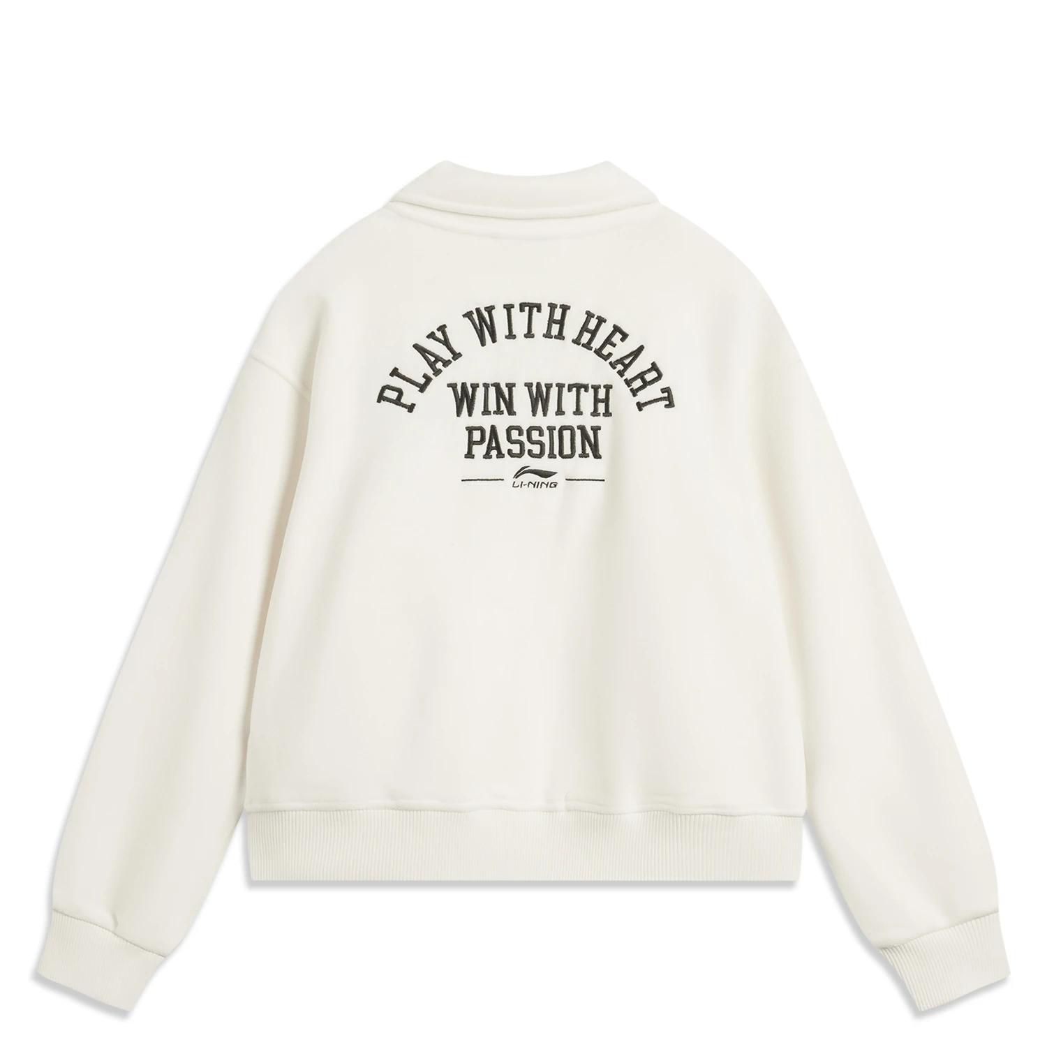 

Li Ning Sports Lifestyle Series Trendy Letter Однобортный воротник Удобная дышащая флисовая теплая свободная куртка Женские куртки Off-White AFDU598-1 S