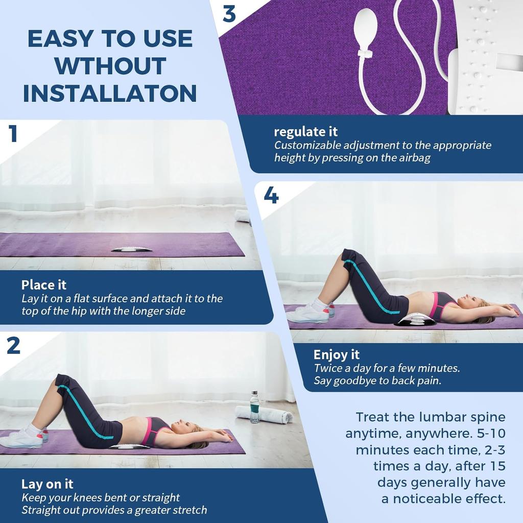 Back Stretcher for Lower Back Pain Relief,Adjustable Lumbar Traction Device, Ergonomic Spine Board with Acupressure Points,Back Massager for Spinal