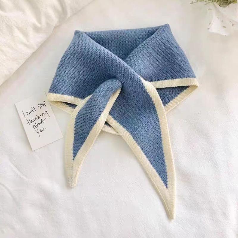 Women Knitted Triangle Scarf Fake Collar - Autumn Warm Detachable Shawl for Dress Shirt Neck Protection Accessory