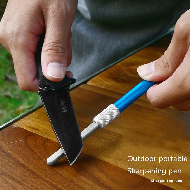 Knife Sharpener For Fishhook Knife Pen Shape Diamond Plated Carbon Steel Grindstone Outdoor Tool Knife Sharpener Multi Purpose