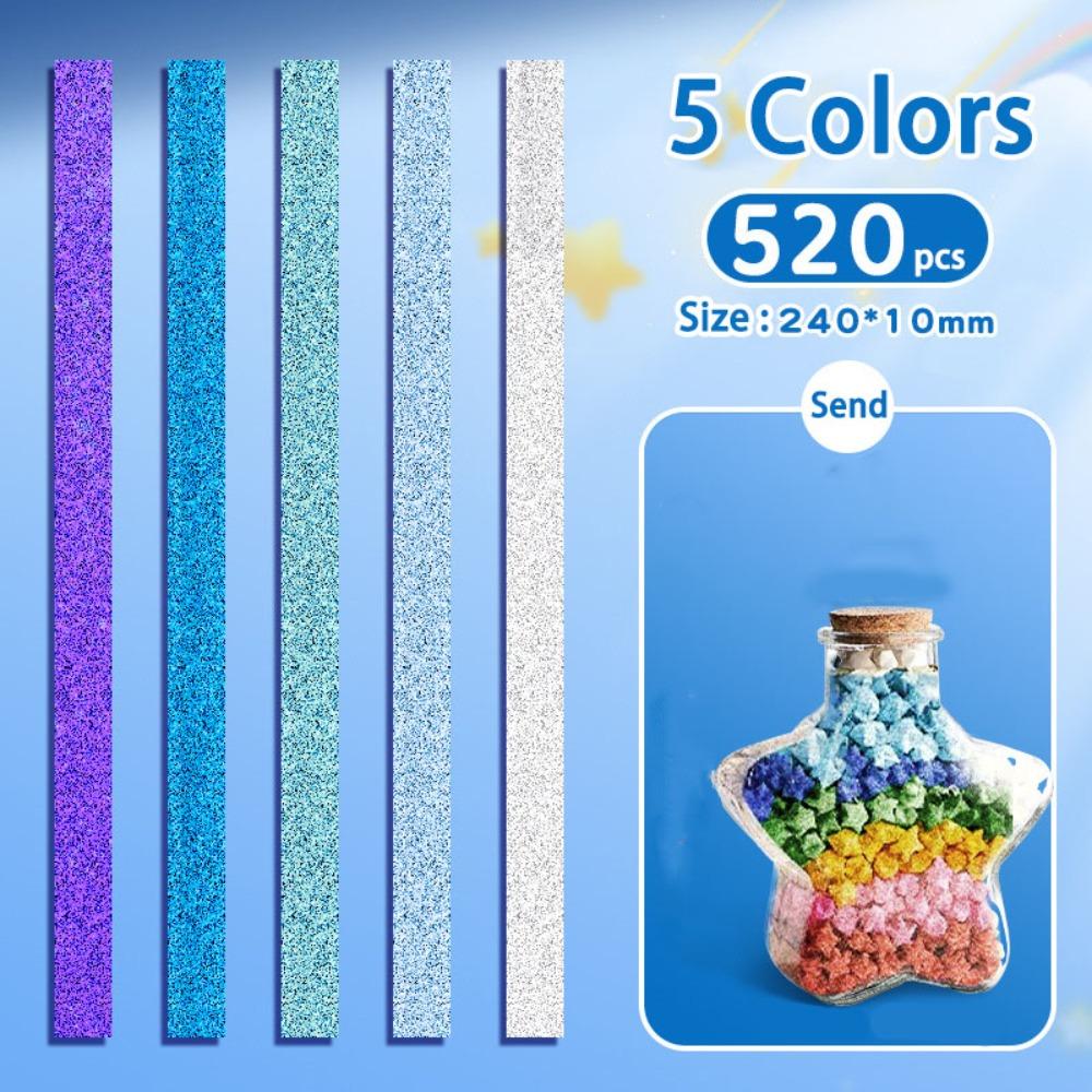 Glass Bottle Glitter Origami Stars Paper Strips String Lights Paper Star Lucky Star Paper Folding Strips Decorative Paper Shiny
