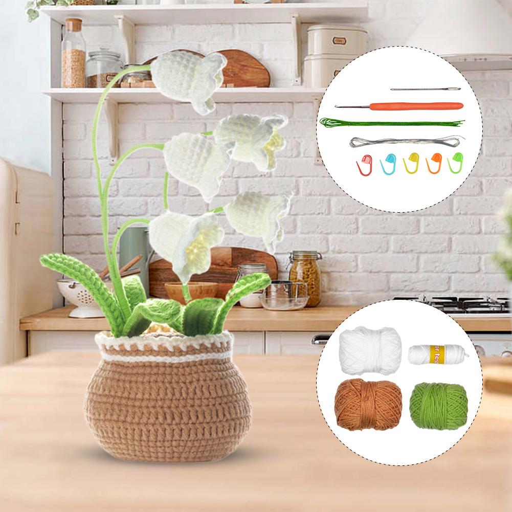 Niedliches Häkel-Starterset für Blumen Kreatives Handgemachtes Strickset für Blumen Nähmaterialpaket für Blumen DIY Strickzubehör
