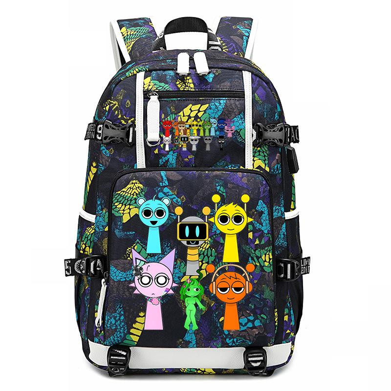 Sprunki Music Box Game School Bag Cute Cartoon Printing Trend College Style Large Capacity Backpack