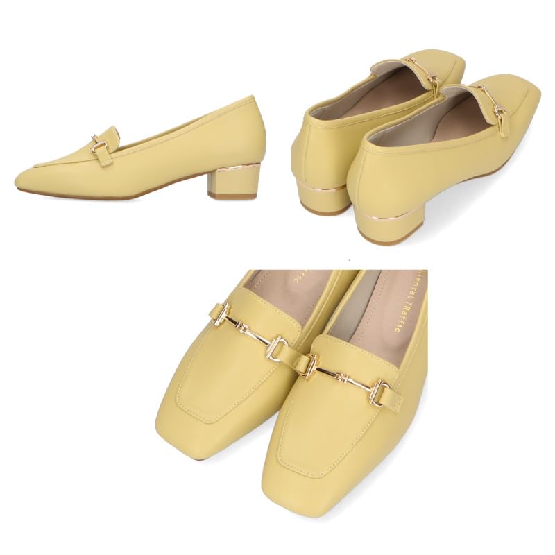 Women's Loafers and Pumps with a Bit Motif, Metallic Lines, Chunky Heel, and Comfortable Fit (52301)