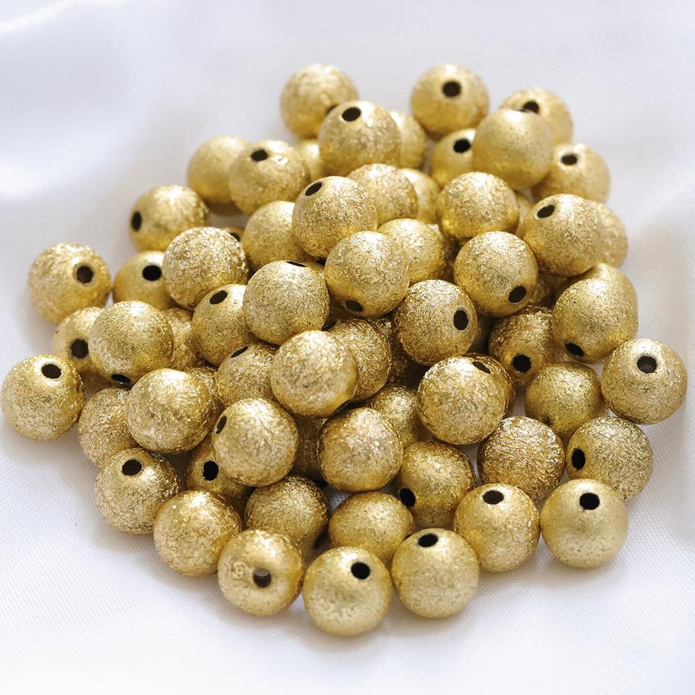 100-500pcs 4-12mm Gold Color Round Acrylic Beads Mixed Frosted Ball End Seed Spacer Beads for Bracelet Jewelry Making DIY