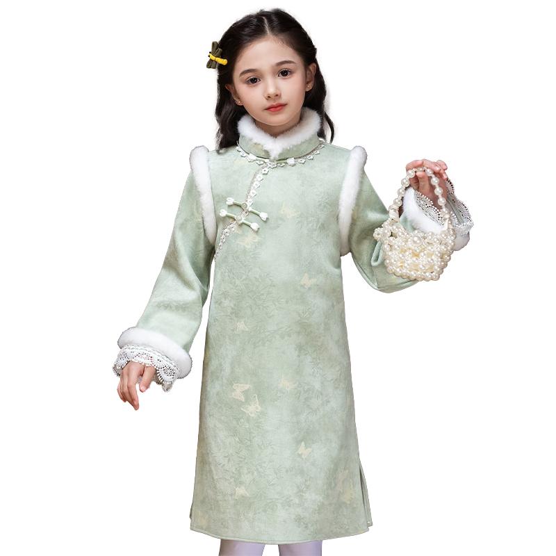 

Girls New Chinese Style Tang Suit Cheongsam Dress 120