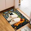 1PC Custom Name Halloween Black Cat Pumpkin Theme Floor Mat Ideal for Living Room, Game Rooms, Office, Bedroom, Floor Mat Playful Design