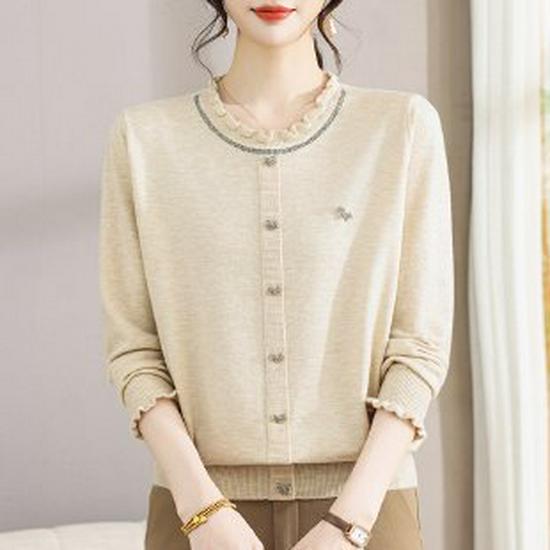 

Elegant Spring Knitwear for Women: Youthful, Dignified Top for Middle-Aged & Elderly, Perfect Base Layer for Spring & Autumn. 2XL
