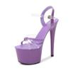 Damen Stiletto Schuhe Lackleder Transparent Schnalle Modische Sandalen 181 Serie 16,5cm Absatz 7cm Plateau LFD