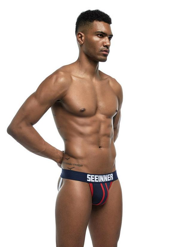 Men's Breathable Color Block Combed Cotton Low-rise Underwear
