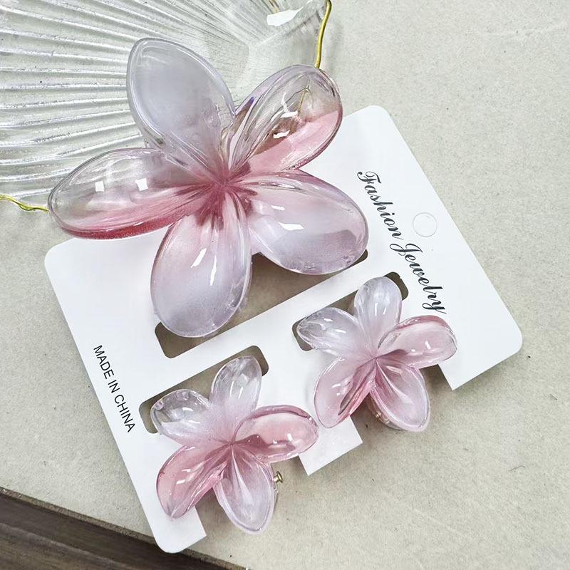 Sada skřipců do vlasů s frangipani: Květinové vlasové doplňky s imitací mramoru pro módní svátky