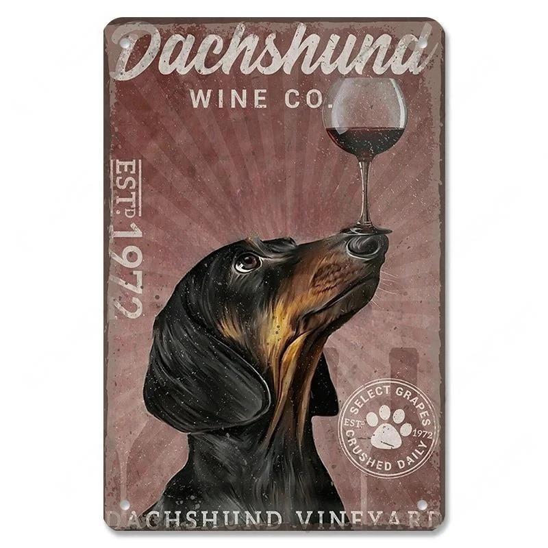 Pôster Vintage Cachorros Fofos de Estimação Placas de Metal de Estanho Dachshund Bulldog Placa de Metal Para Jardim Cafeteria Cozinha Decoração de Arte de Parede para Casa