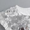 Sophisticated Sparkling Sequins Cape False Collar Elegant Pleated Ruffled Layering Shawl Clothing Accessory for Dress