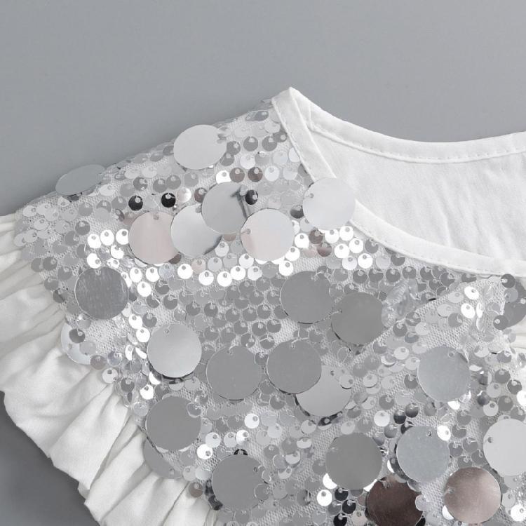 Sophisticated Sparkling Sequins Cape False Collar Elegant Pleated Ruffled Layering Shawl Clothing Accessory for Dress