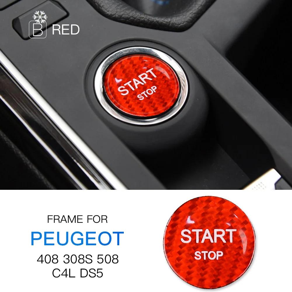 Carbon Fiber Engine Start Button Cover for Peugeot 408 308S 508 C4L DS5 2012-2023 Interior Sticker