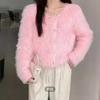 Autumn and winter soft waxy imitation mink fleece short sweater knitted sweater soft waxy fluffy gentle celebrity cardigan