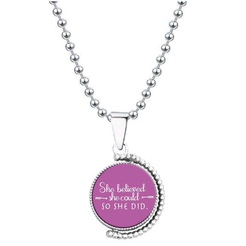 European & American Moon Pendant Necklace - Rotatable Engraving, Creative Christmas Gift, Titanium Steel.