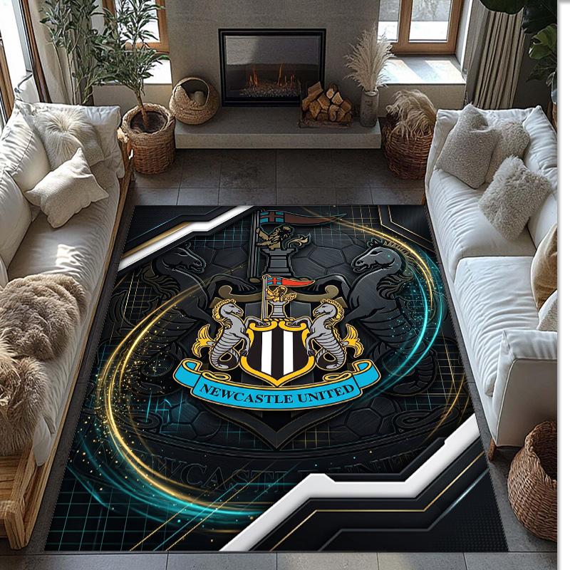 Tappeto in Velluto di Cristallo con Stampa di Calcio del Newcastle United, Comodo Assorbente d'Acqua Antiscivolo Tappeto per Pavimento Interno