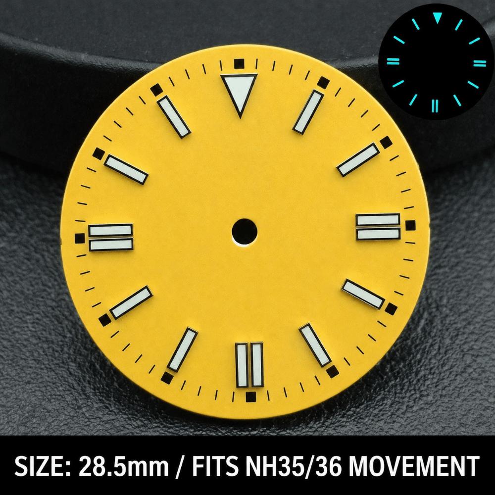 28.5MM Dial Size Green Luminous Dial Colorful Watch Movement Dial for NH35 8215 2836 Watch