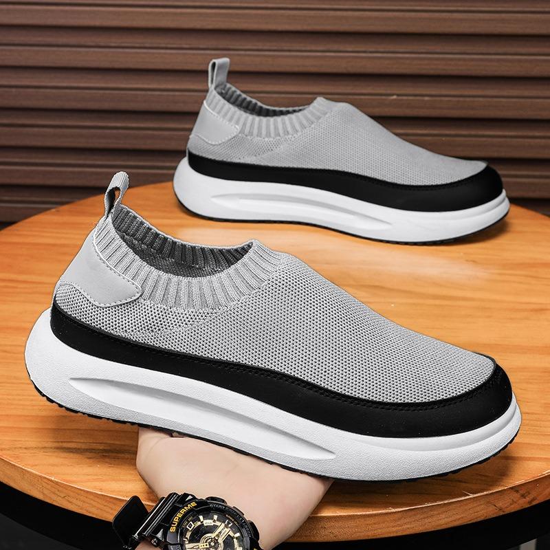 2025 New Men's Shoes Breathable Mesh Canvas Shoes Fashion Elastic Socks Running Shoes Comfortable Sneakers Men's Casual Loafers