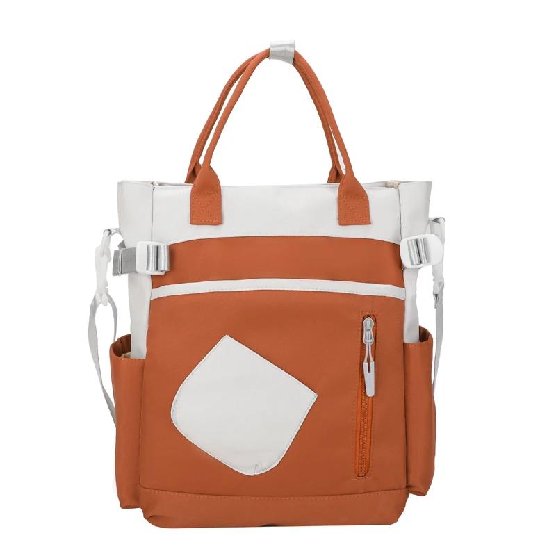 Practical Large Capacity Canvas Bag Solid Color Zipper Casual Bag Backpack for Girls and Boys