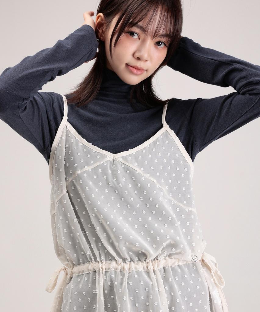When You Move Dot See-Through Layered Logo Dress Cream
