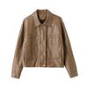Women's Stylish PU Leather Jacket - Spring/Autumn 2025 Trend with Lapel Design, Short Length, ZH1171.