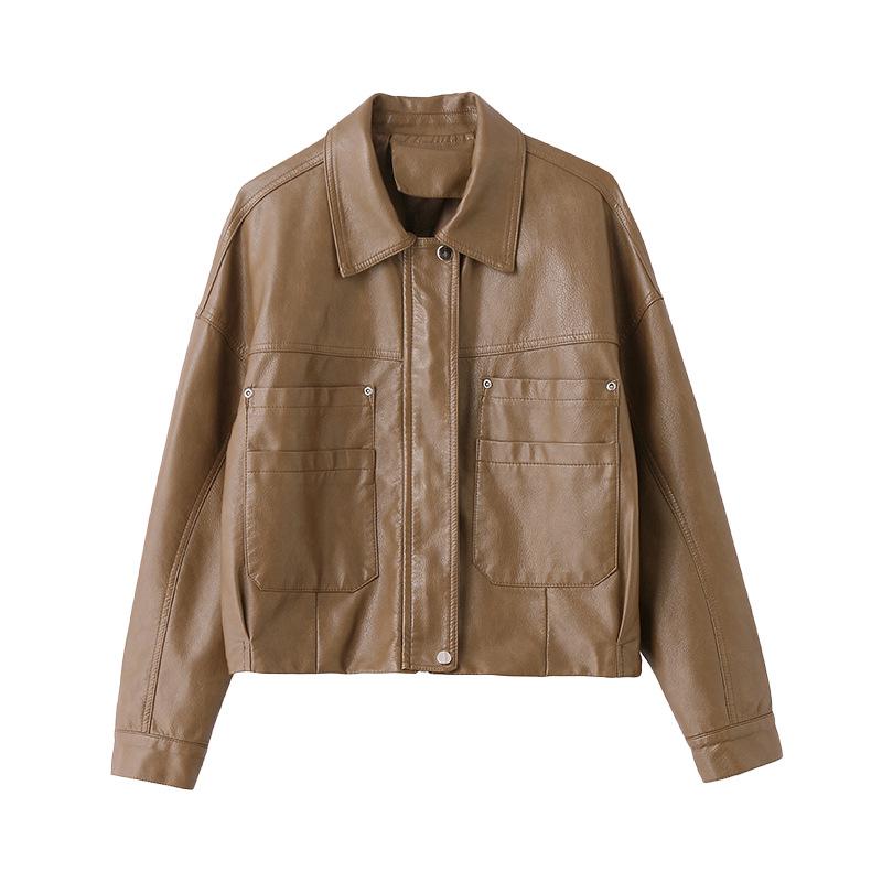 Damen Stilvolle PU-Lederjacke - Frühling/Herbst 2025 Trend mit Reversdesign, Kurze Länge, ZH1171.