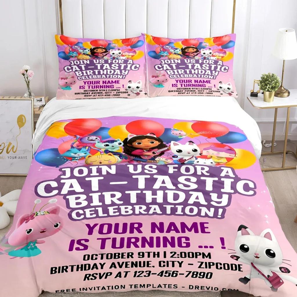 Gabby's dollhouse Kawaii 3D NEW Duvet Cover Pillowcase Bedding Set Adult Girl Bedroom Decoration Children Single Double Large