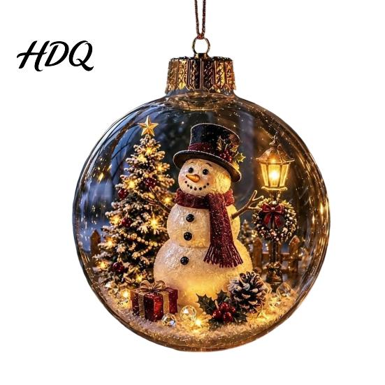 Decorative Ornaments for Home Glowing Christmas Story Ornament Mini Holiday Scene In Ball Light Up Hanging Baubles Clear Plastic Ball Xmas