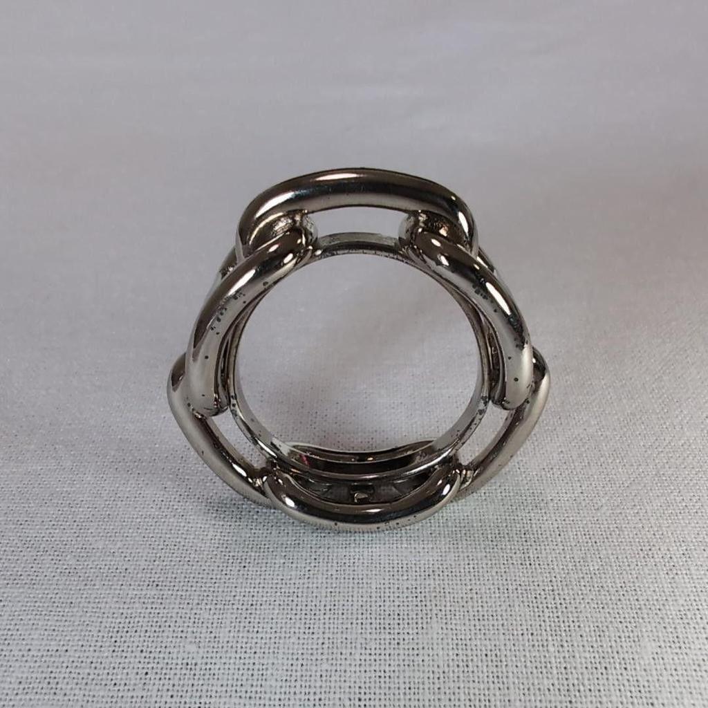 Used Hermes HERMES Scarf Ring Chaine d'Ancre Silver Carre Beautiful Condition 795