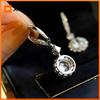 Huitan Gorgeous Women's Dangle Earrings for Wedding Luxury Silver Color Brilliant Cubic Zirconia Temperament Female Jewelry