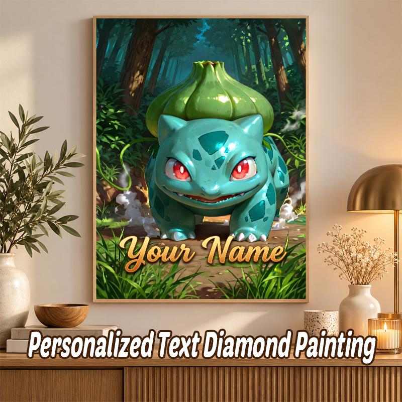 Bulbasaur Custom Name Diamond Painting Personalized 5D Full Drill DIY Diamond Art Home Decor