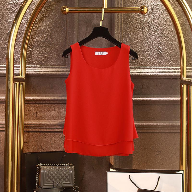 

Черная двухслойная шифоновая майка без рукавов для женщин S (80-90 jin)