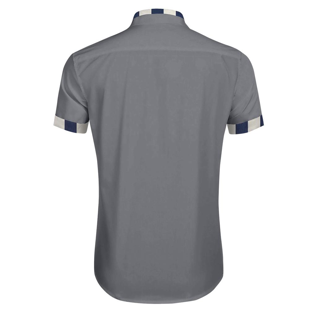 Pánské kostkované košile s krátkým rukávem s potištěným knoflíkem Pánská móda pro volný čas Košile s krátkým rukávem