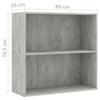 Bookshelf 2 Shelf Concrete Grey 80 x 30 x 76.5 cm Engineered Wood