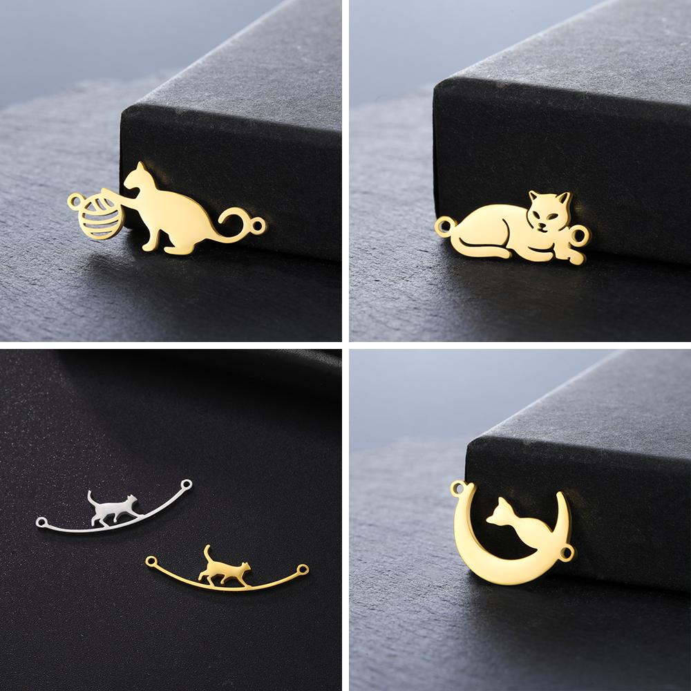 Cazador Cat Kitten Charms for Jewelry Making Stainless Steel Animal DIY Pendants for Bracelet Necklace Wholesale 2026 Trendy
