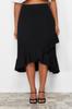 Women's Style Plus Size Black Midi Woven Skirt