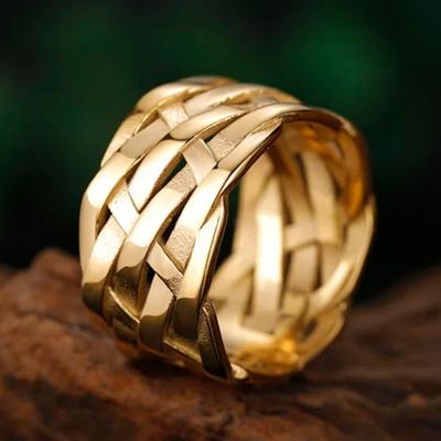 Vintage Weave Viking Symbols Stainless Steel Man Woman Rings Simple for Girl Boyfriend Jewelry Gothic Couple Finger Rings