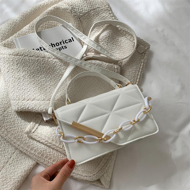 

Сумка-цепочка знаменитостей из Интернета 2024 года, новая модная трендовая линия, портативная женская сумка через плечо в иностранном стиле, сумка-мессенджер, маленькая квадратная сумка белый