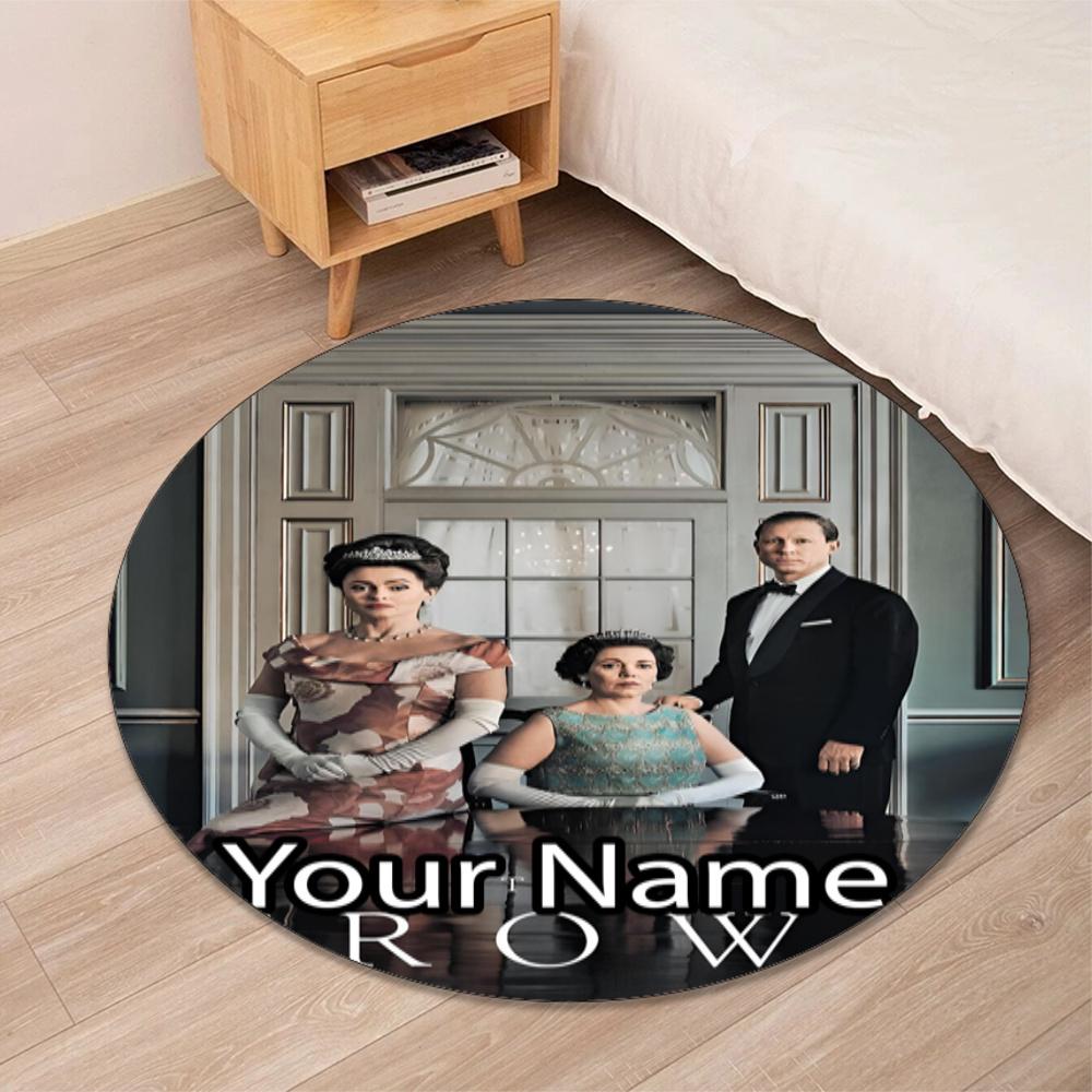 Custom Name The Crown Printed Round Rug Carpet Chair Rug Area Rug Entryway Doormats,for Office Chair Living Room Bedroom Kitchen Room.