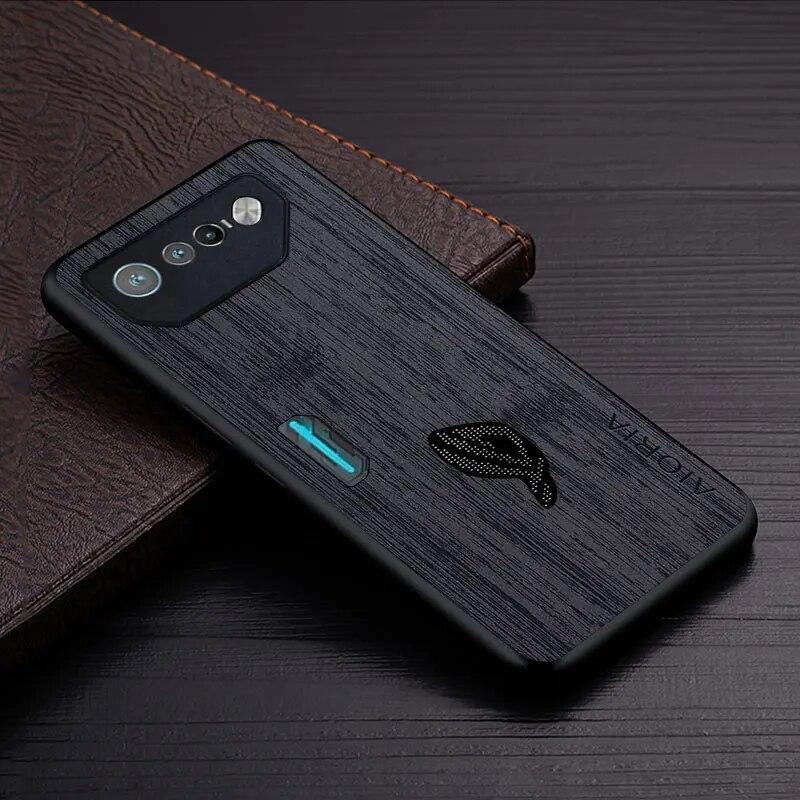 Pouzdro pro Asus ROG Phone 7 5G funda vzor bambusové dřevo Kožený kryt telefonu Luxusní coque pro pouzdro Asus ROG Phone 7