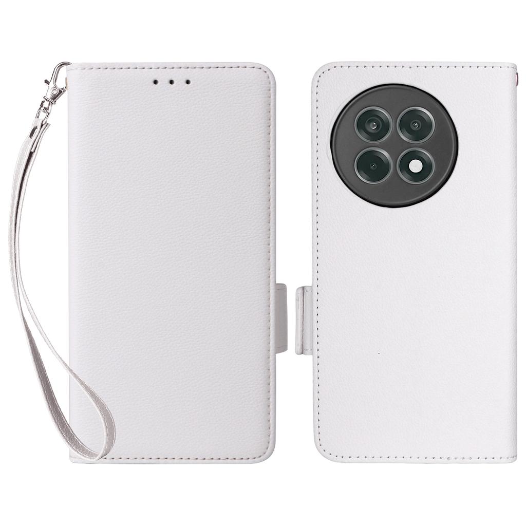 Leather Case with Wrist Strap for OnePlus Ace 5 5G/Ace 5 Pro 5G/13R 5G Litchi Texture Wallet Flip Phone Cover